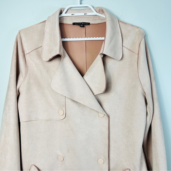 Haute Monde Blush Pink Women's Juniors Casual Faux Suede Moto Jacket size Medium - Picture 4 of 13